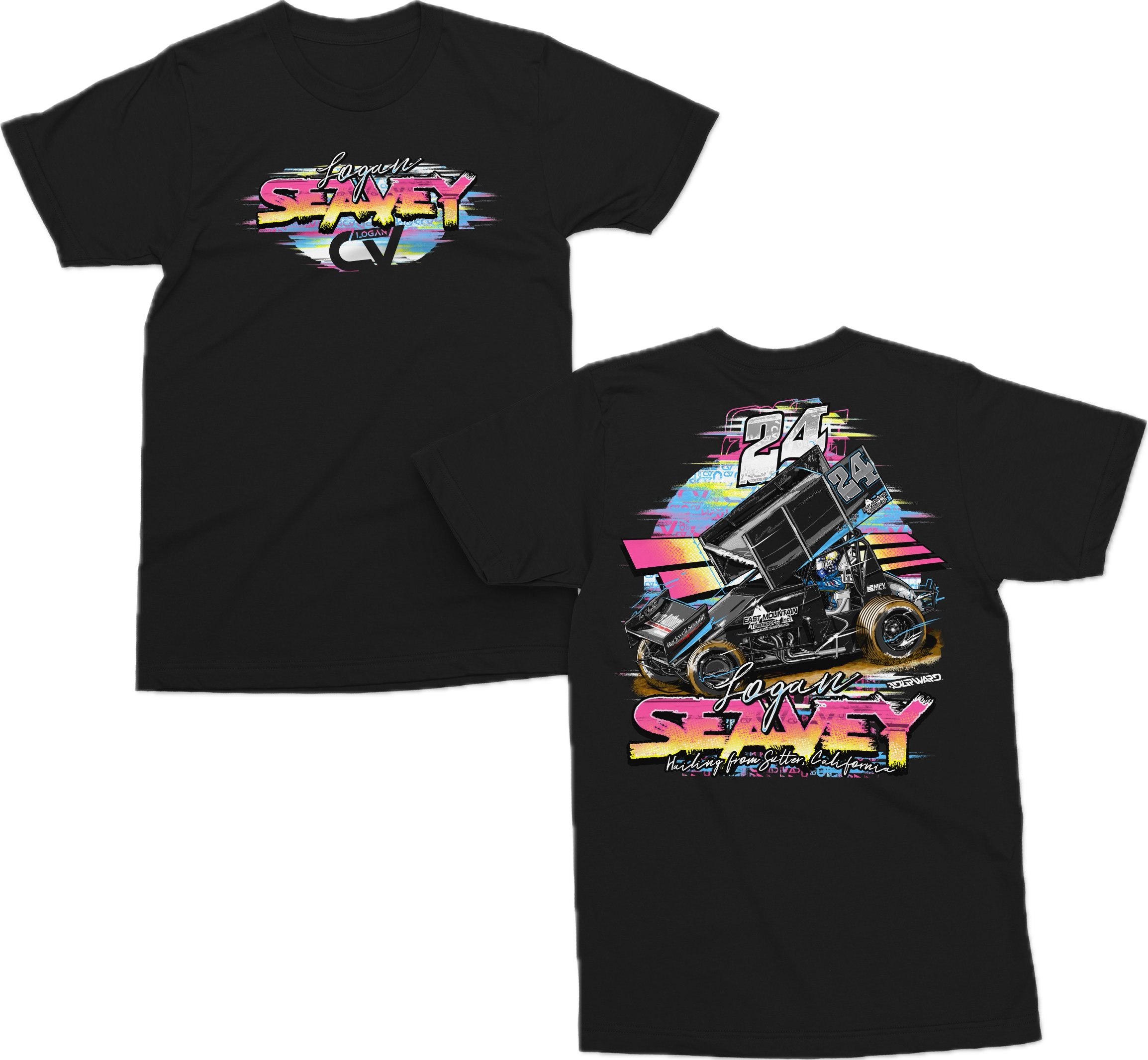 24 Wing Car T Shirt - Black