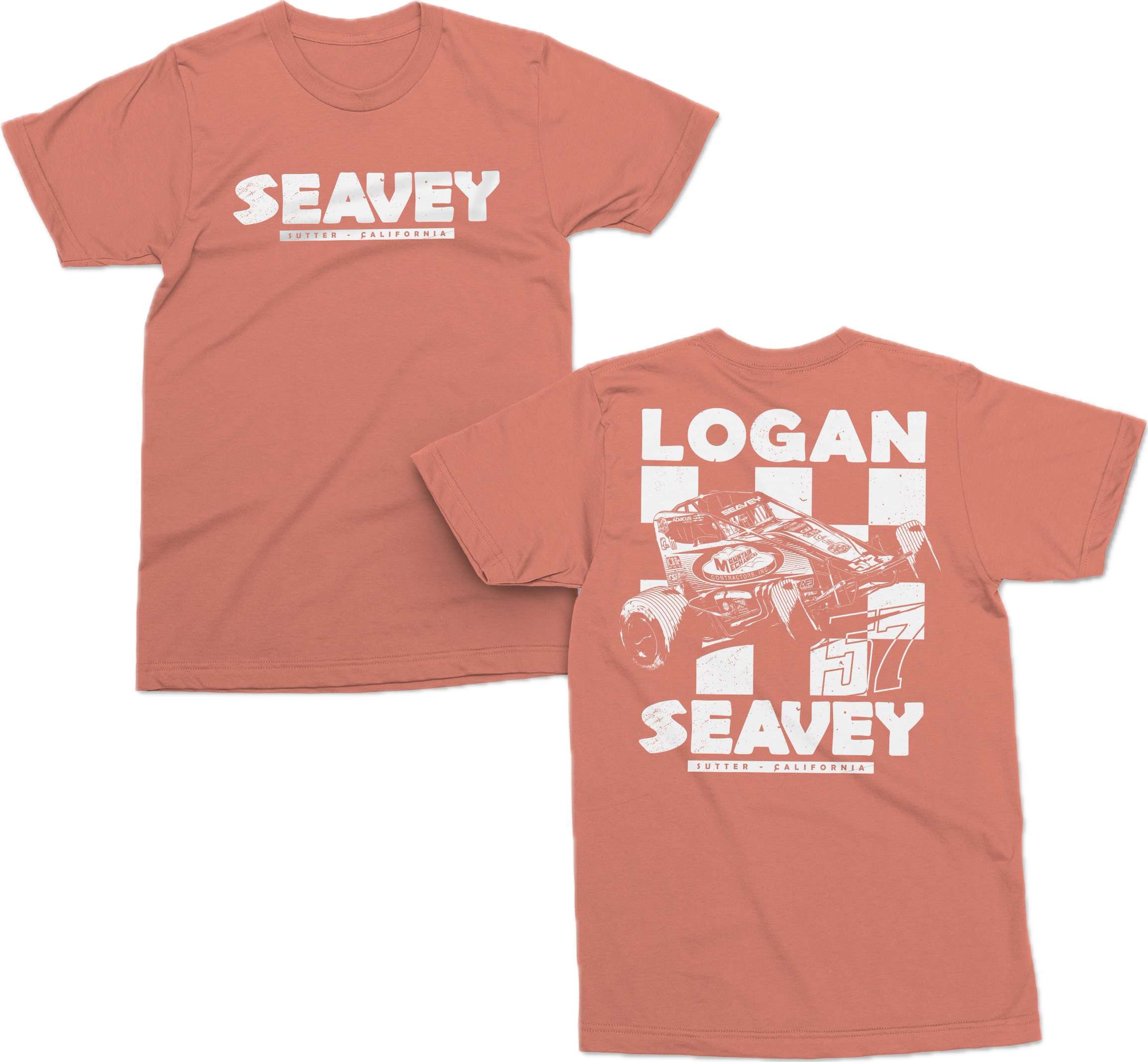 57 Sprint Car White Out T Shirt - Terracotta