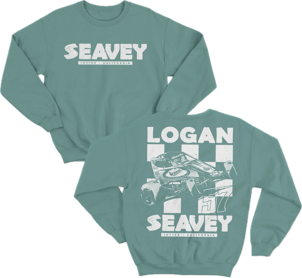 57 Sprint Car White Out Crewneck - Seafoam