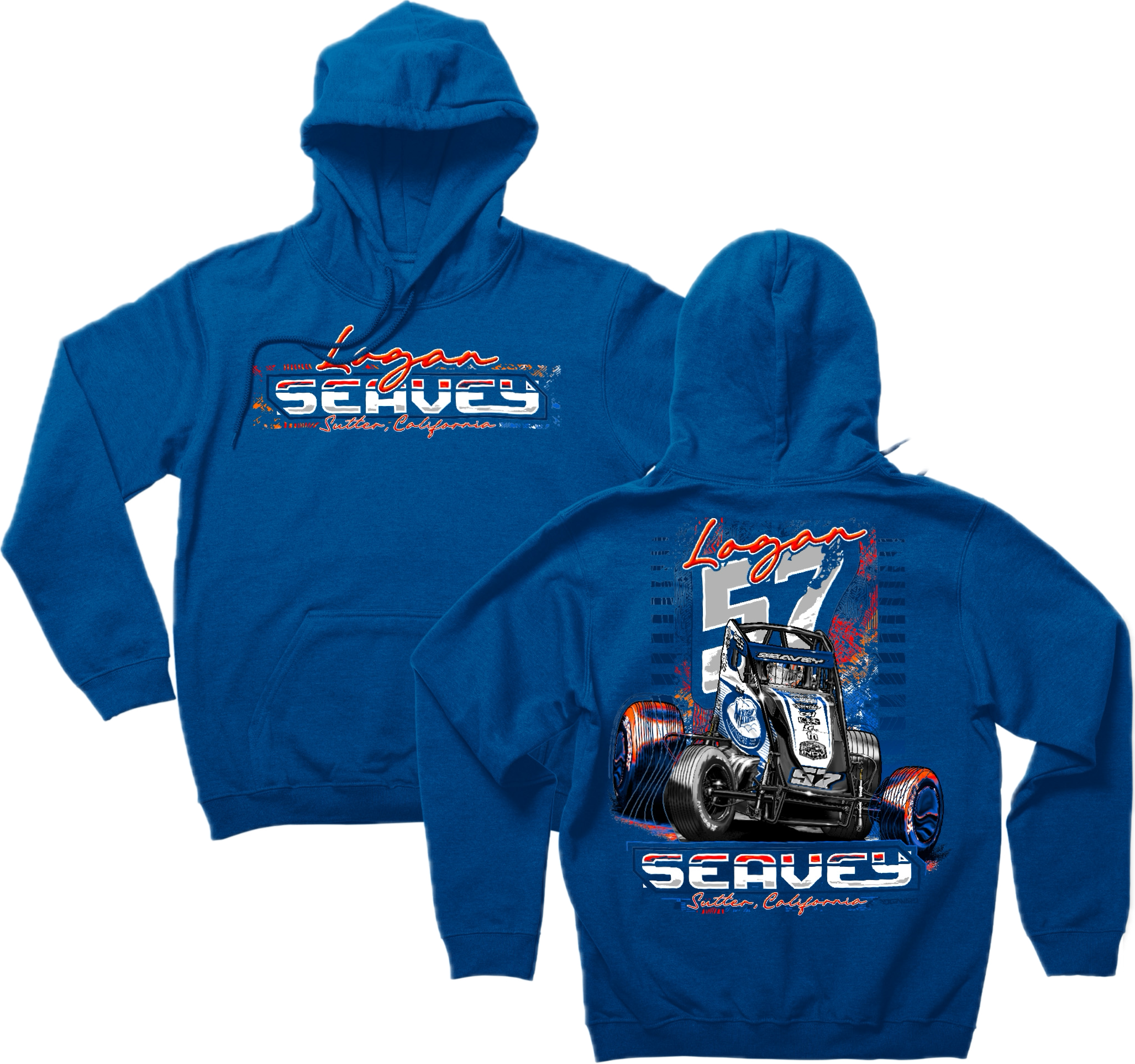 57 Sprint Car Kids Hoodie - Royal