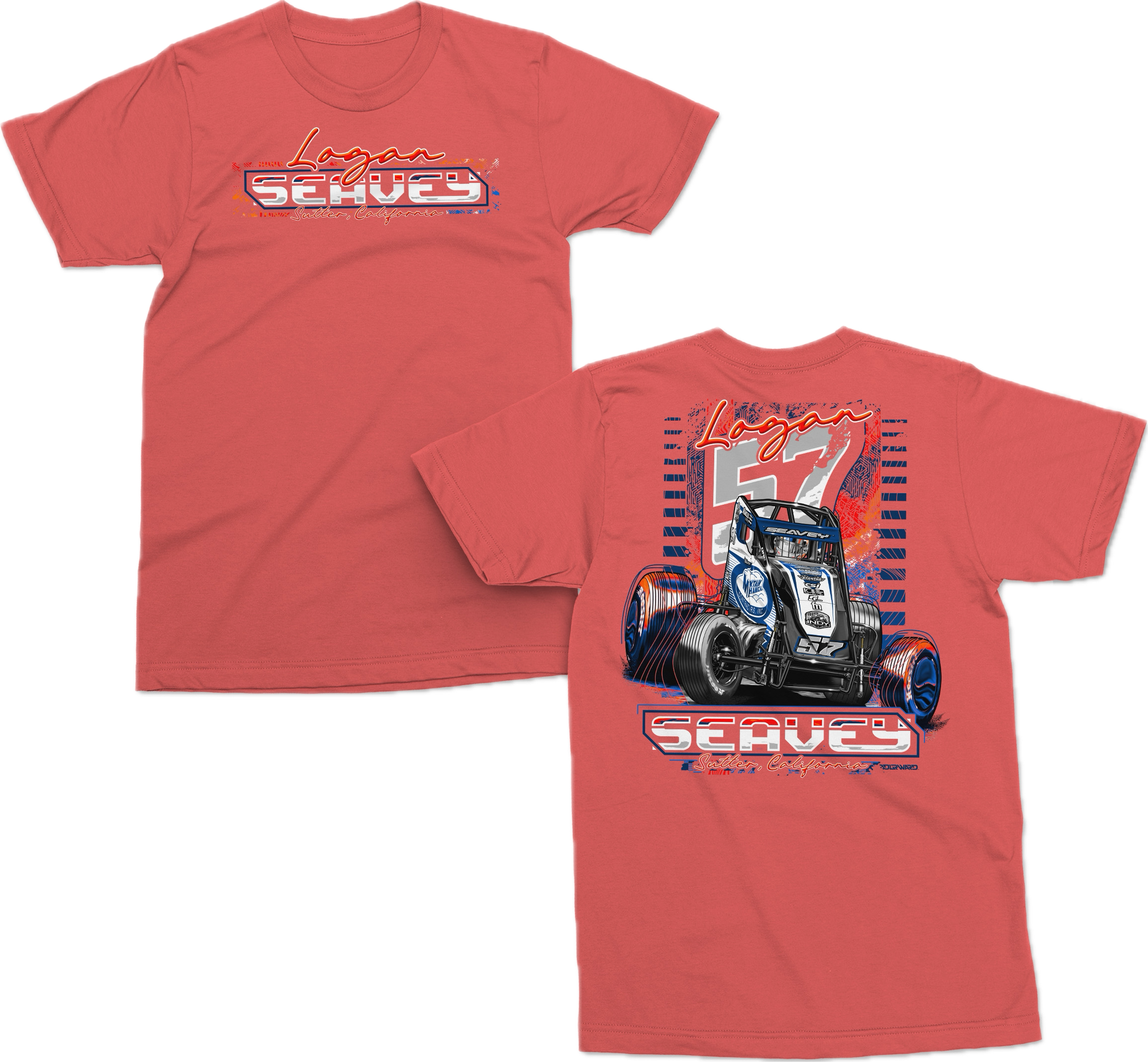 57 Sprint Car T Shirt - Coral Silk