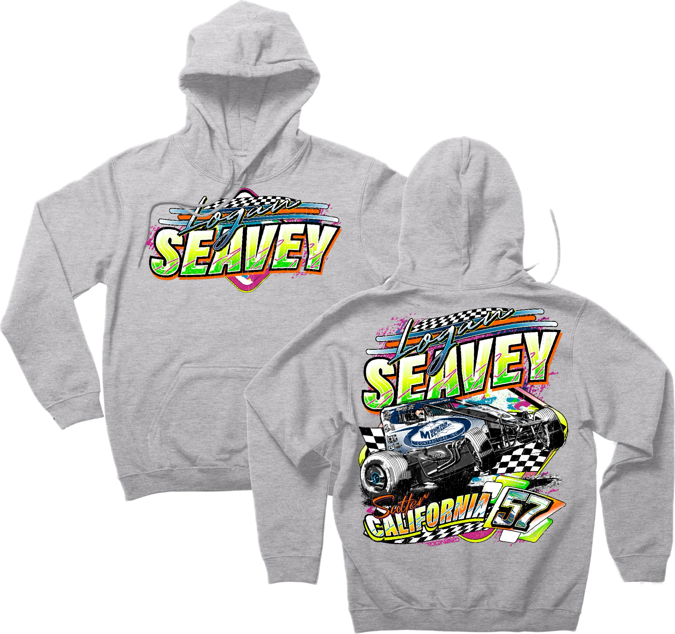 Neon 57 Sprint Car Hoodie - Ash